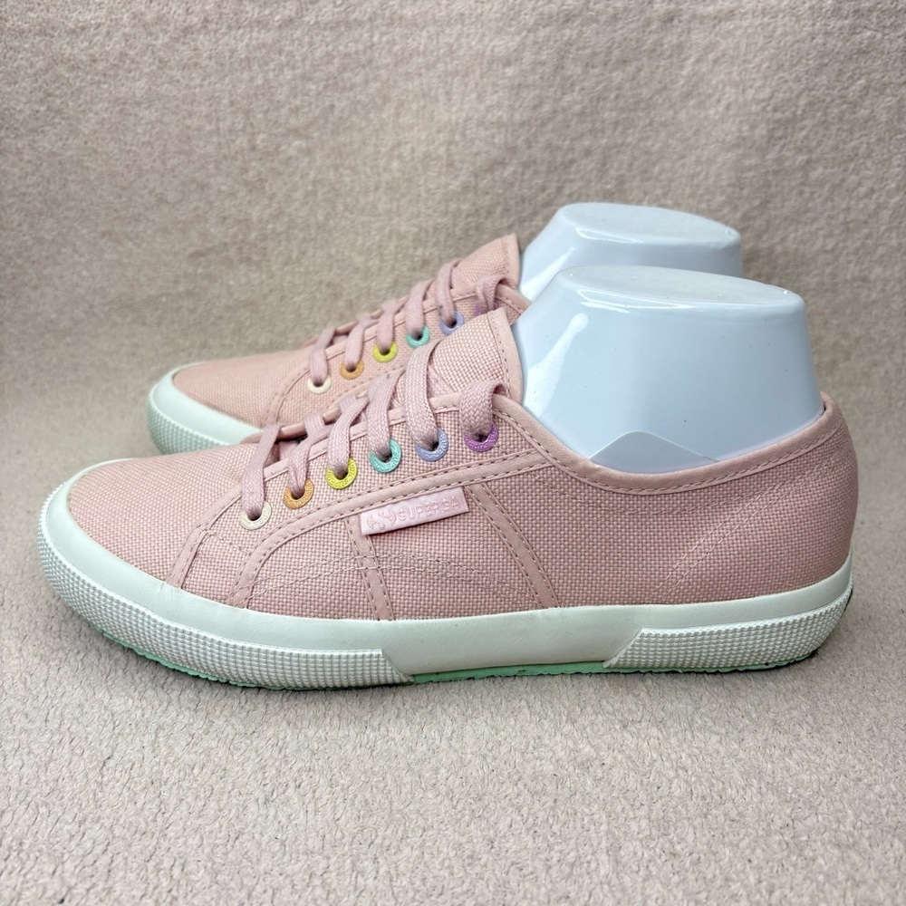 Superga Classic Lace Up Women's Pink Canvas Sneakers Women’s 8.5 Cotton Casual